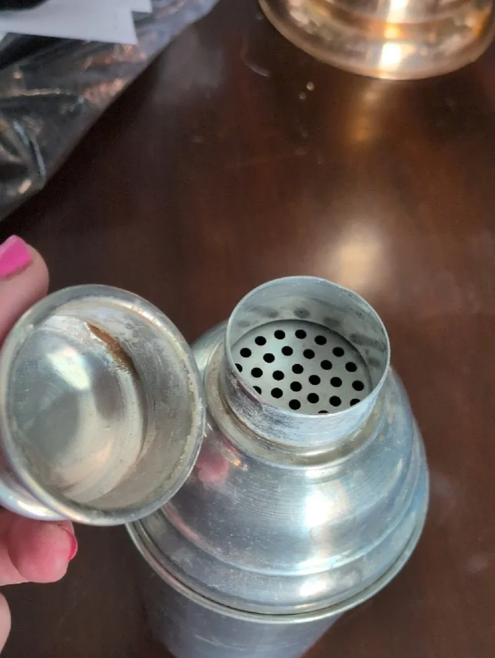 Vintage Stainless Cocktail Shaker in Brushed Aluminum